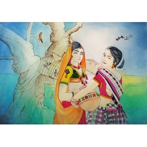A. H. Rizvi, 15 x 22 inch, Watercolor on Paper, Figurative Painting-AC-AHR-023